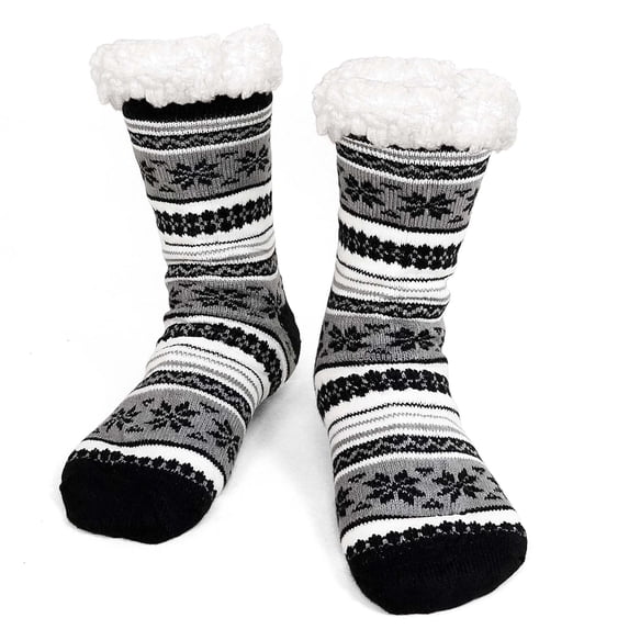 Mens Slipper Socks, PUTUO Non Slip Fuzzy Socks, Cozy Warm Slipper Socks for men, Fluffy Winter Christmas Socks Mens Christmas Gifts, Size 9-12,1 Pair