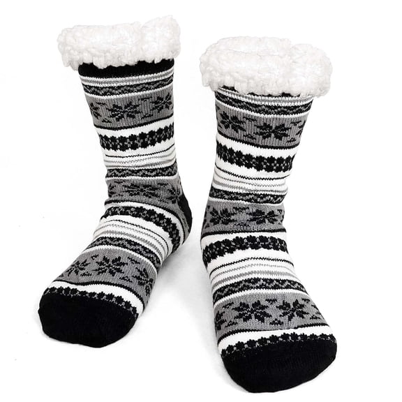 Mens Slipper Socks, PUTUO Non Slip Fuzzy Socks, Cozy Warm Slipper Socks for men, Fluffy Winter Christmas Socks Mens Christmas Gifts, Size 9-12,1 Pair