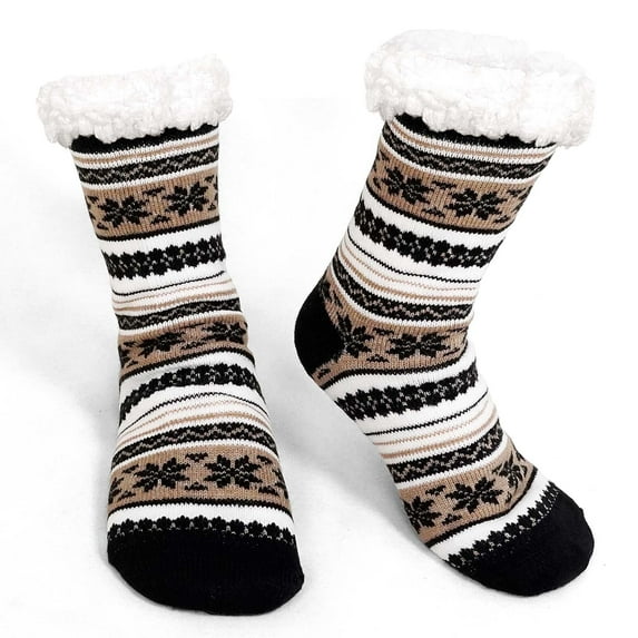 Mens Slipper Socks, PUTUO Non Slip Fuzzy Socks, Cozy Warm Slipper Socks for men, Fluffy Winter Christmas Socks Mens Christmas Gifts, Size 9-12,1 Pair
