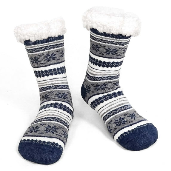 Mens Slipper Socks, PUTUO Non Slip Fuzzy Socks, Cozy Warm Slipper Socks for men, Fluffy Winter Christmas Socks Mens Christmas Gifts, Size 9-12,1 Pair