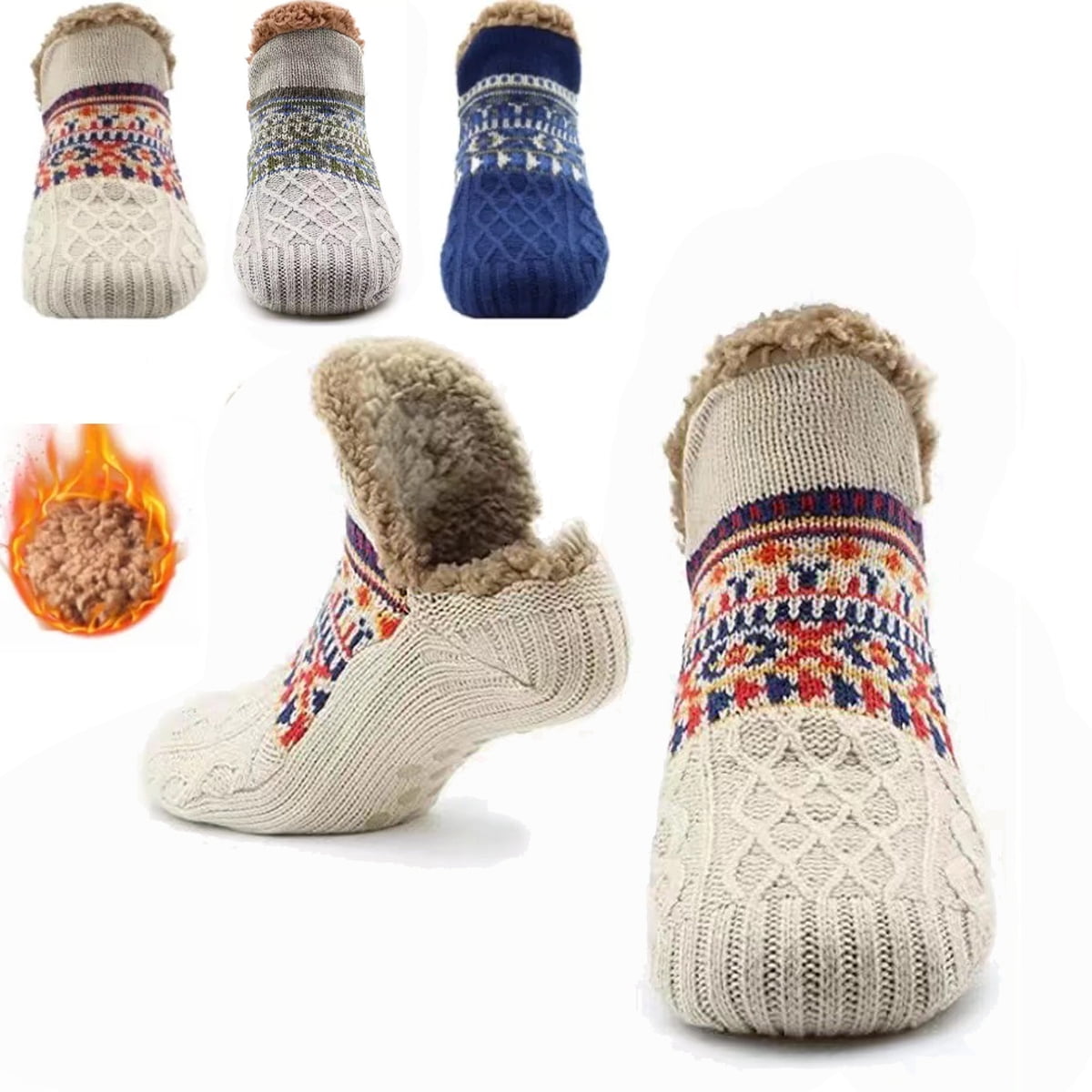 Mens Slipper Socks Winter Warm Thick Home Sleeping Soft Non Slip Floor