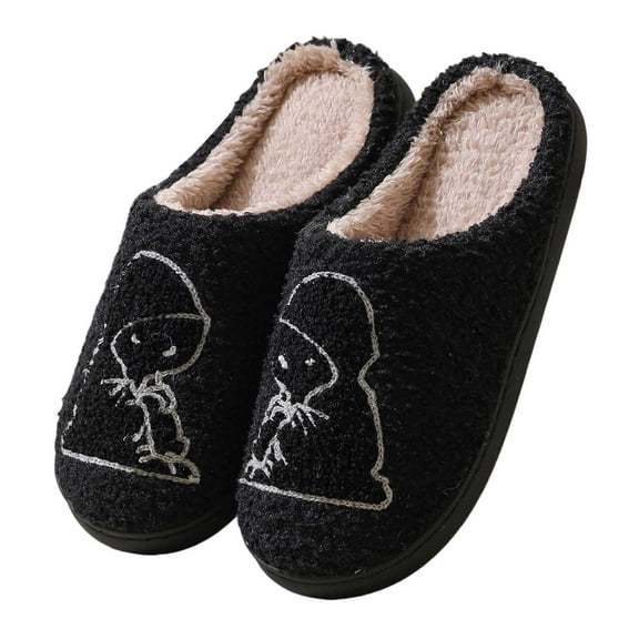 Mens Slippers Couples Cartoon Warm Slip On House Shoes Fleece Lined Non Slip Comfortable Casual Indoor Outdoor Winter Men Slippers Size 45
