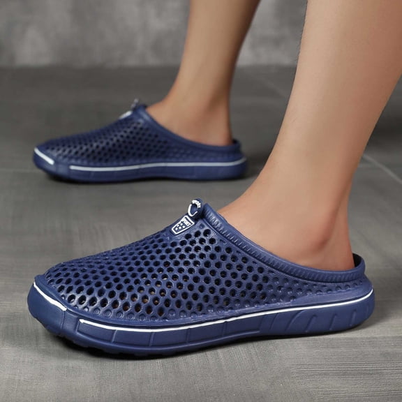 Mens Slippers,Couples Fashion Closed Toe Slippers WoComfortable Breathable Non Indoor Outdoor Shoes,Slippers for Men,Navy,9.5