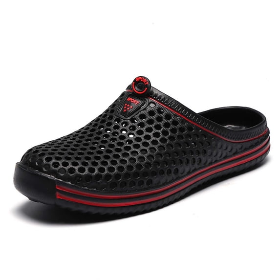 Mens Slippers,Couples Solid Color Bag Toe Breathable Non- Slippers for Outdoor Indoor,Slippers for Men,Black,10.5