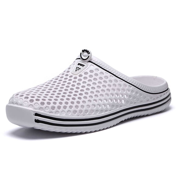 Mens Slippers,Couples Solid Color Bag Toe Breathable Non- Slippers for Outdoor Indoor,Slippers for Men,White,10.5