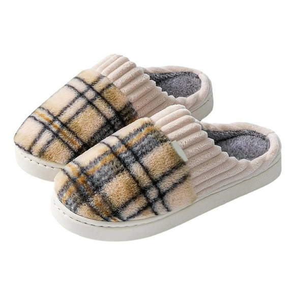 Mens Slippers Fleece Lined Stripes Slip On House Shoes Non Slip Thick Sole Comfortable Casual Indoor Outdoor Couples Men Slippers Size 44