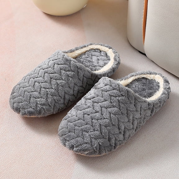 Mens Slippers,Jacquard Japanese Couple Soft Bottom Mute Velvet Indoor Slippers Non Wooden Floor Comfortable Home Footwear,Slippers for Men,Dark Gray,8.5