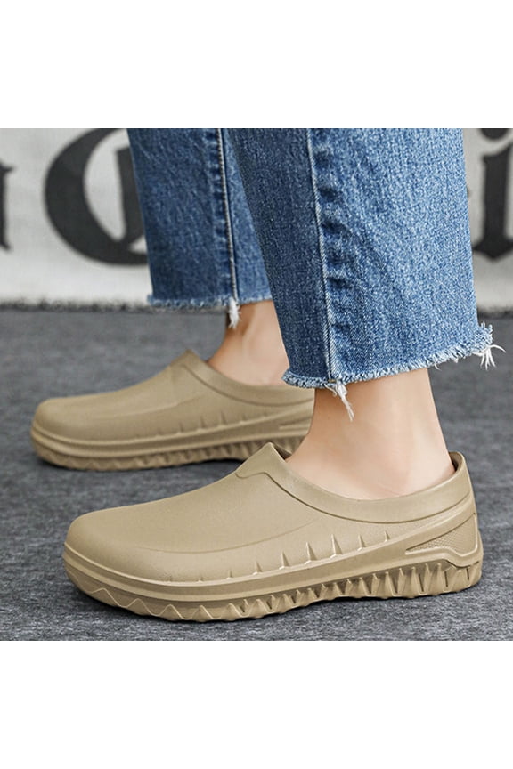 Mens Slippers,Kitchen Work Slippers Chef Clogs Comfortable Durable Footwear for Culinary Experts,Slippers for Men,Khaki,9.5