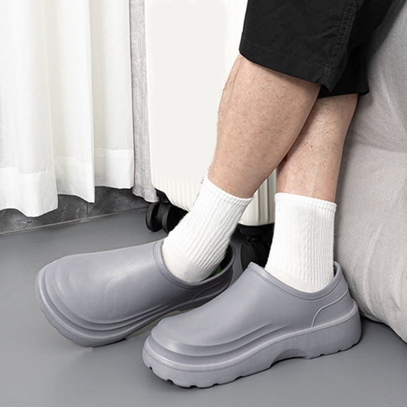 Mens Slippers,Kitchen Work Slippers Chef Clogs Non- Restaurant Footwear Comfortable Durable Design,Slippers for Men,Grey,7