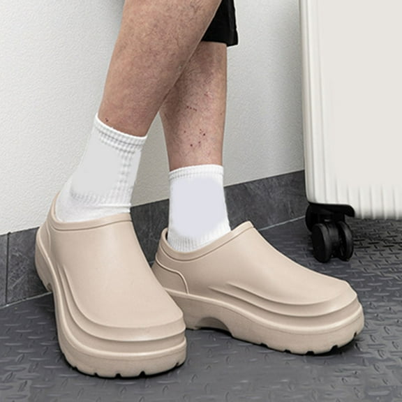 Mens Slippers,Kitchen Work Slippers Chef Clogs Non- Restaurant Footwear Comfortable Durable Design,Slippers for Men,Khaki,11