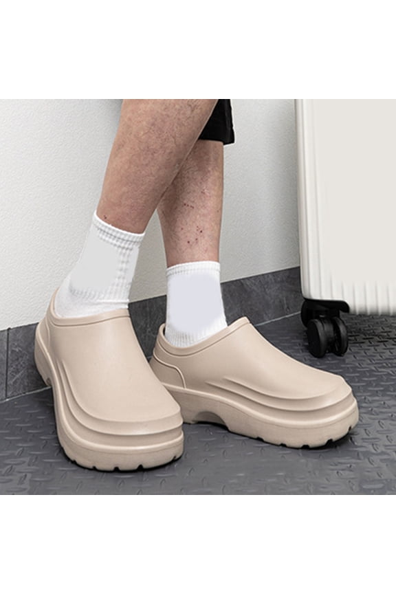 Mens Slippers,Kitchen Work Slippers Chef Clogs Non- Restaurant Footwear Comfortable Durable Design,Slippers for Men,Khaki,8.5