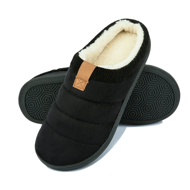 Mens Slippers Memory Foam Comfort Fuzzy Plush Lining Slip On House