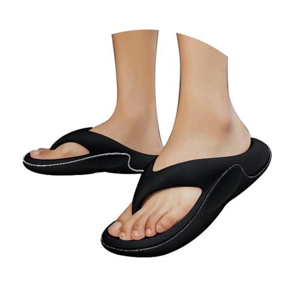 Mens Slippers,Men Arch Support Flip Flops Soft Sole Cushion Sandals for Beach Summer Walking,Slippers for Men,Black,10-11