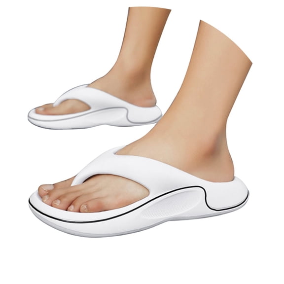 Mens Slippers,Men Arch Support Flip Flops Soft Sole Cushion Sandals for Beach Summer Walking,Slippers for Men,White,8-9