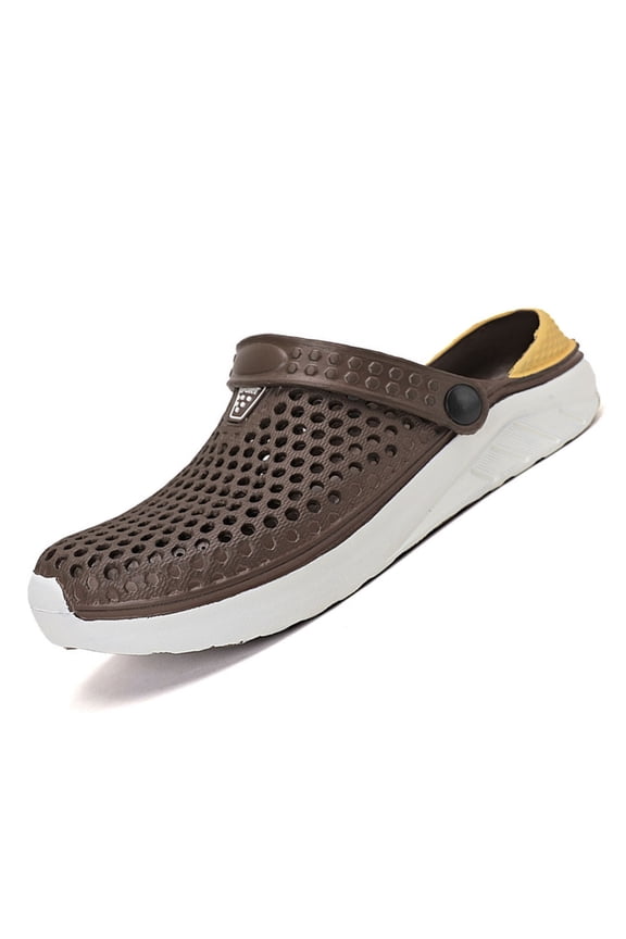 Mens Slippers,Men Hollow Breathable Flip Flop Sandals for Beach Outdoor Rainy Day Wear,Slippers for Men,Coffee,10