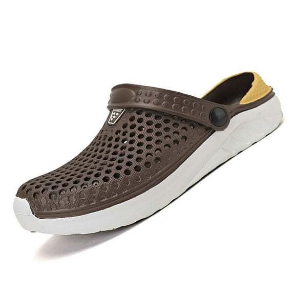 Mens Slippers,Men Hollow Breathable Flip Flop Sandals for Beach Outdoor Rainy Day Wear,Slippers for Men,Coffee,11