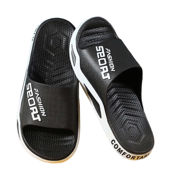 Mens Slippers,Men Slide Slippers Breathable Comfort Design for Summer Beach Bathroom Casual Wear,Slippers for Men,Black,8