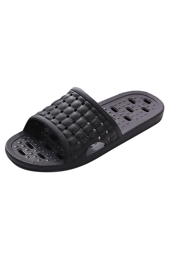 Mens Slippers,Men Slides Non- Soft Arch Support Slippers for Shower Pool Use,Slippers for Men,Black,10.5