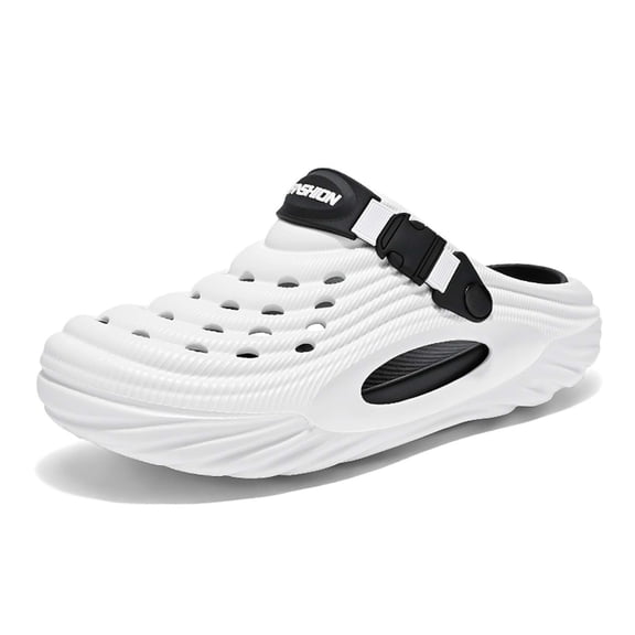 Mens Slippers,Men Slippers Half Drag Beach Sandals Comfort Summer Slippers for Outdoor Indoor Walking,Slippers for Men,White,7.5