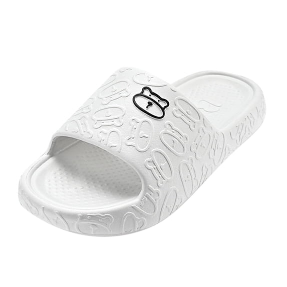 Mens Slippers,Men Slippers Open Toe Cartoon Bear Print Comfort Slippers for Home Bathroom Use,Slippers for Men,Grey,10.5