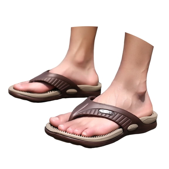 Mens Slippers,Men Summer Flip Flop Sandals Arch Support Beach Footwear for Casual Outdoor,Slippers for Men,Brown,9