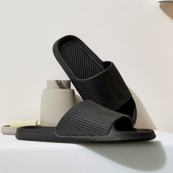 Mens Slippers,Mens Summer Fashion Indoor Slippers Non Quick Drying Lightweight Comfortable Bathroom Shoes,Slippers for Men,Black,11.5