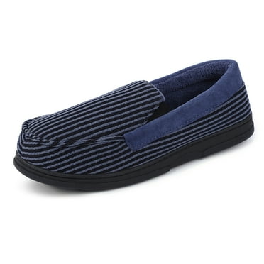 homeideas men's woolen fabric memory foam house slippers