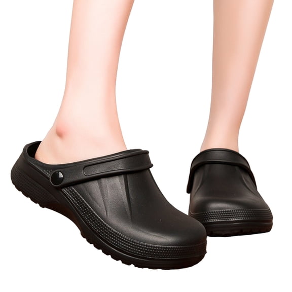 Mens Slippers,Non- Chef Clogs Kitchen Work Shoes WoDurable Comfortable Footwear,Slippers for Men,Black,6.5