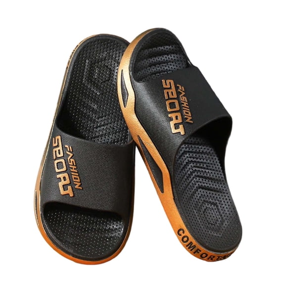 Mens Slippers,Slide Slippers for Indoor and Outdoor Use With Comfortable Breathable Design for Summer Beach Bathroom Casual Wear,Slippers for Men,Gold,8