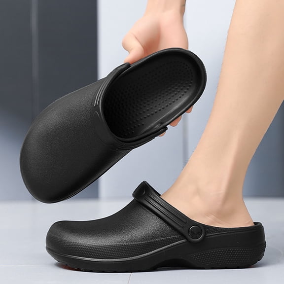 Mens Slippers,Slipper Non Kitchen Work Clogs Comfortable Chef Footwear Durable Restaurant Shoes Outdoor Indoor,Slippers for Men,Black,6
