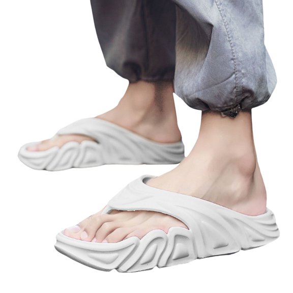 Mens Slippers,Summer EVA Thick Sole Casual Beach Slide Sandals Comfortable Wear Sandwich Design Outdoor Indoor Slippers,Slippers for Men,White,8