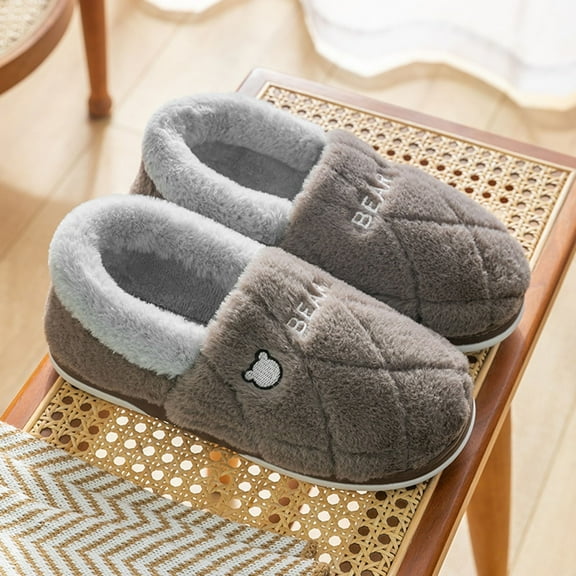 Mens Slippers,Winter Warm Lined Slippers Cozy Indoor Outdoor Comfort Soft Sole Shoes for Her and Him,Slippers for Men,Coffee,10.5