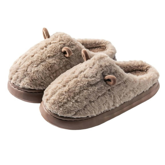 Mens Slippers with Ear Fuzzy Cozy Couples Slip On House Shoes Winter Warm Non Slip Comfortable Casual Indoor Outdoor Mens Slipper Size 44
