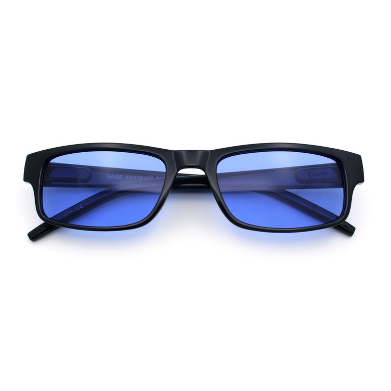 Mens Small Face Snug Fit Color Lens Rectangular Plastic  display picture 1