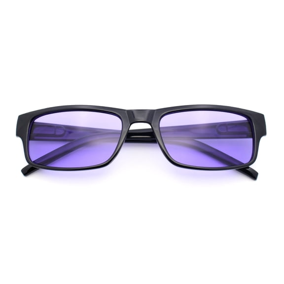 Mens Small Face Snug Fit Color Lens Rectangular Plastic Frame Sunglasses Purple