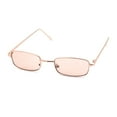 thumbnail image 1 of Mens Small Snug Narrow Rectangular Pimp Metal Rim Sunglasses Gold Light Pink, 1 of 4