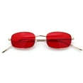 thumbnail image 1 of Mens Small Snug Narrow Rectangular Pimp Metal Rim Sunglasses Gold - Red, 1 of 9