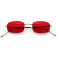 thumbnail image 1 of Mens Small Snug Narrow Rectangular Pimp Metal Rim Sunglasses Silver - Red, 1 of 9
