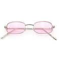 thumbnail image 1 of Mens Small Snug Narrow Rectangular Pimp Metal Rim Sunglasses Silver - Pink, 1 of 9