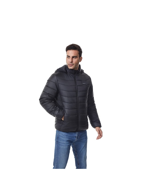 Mens Smart Heated Jacket 27 Zones Temperature Control USB Powered Windproof Padded Coat For Winter Outdoor Work