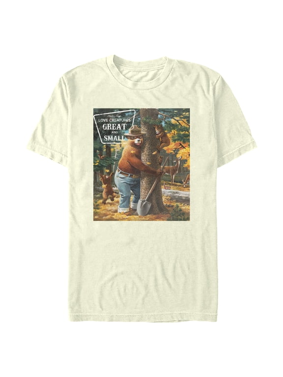 Mens Smokey Bear Love Creatures Great and Small T Shirt