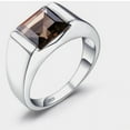 thumbnail image 1 of Mens Smoky Quartz Ring, 925 Sterling Silver Men's Engagement Ring, 8mm Emerald Cut Brown Gemstone [November Birthstone Wedding Band Ring Jewelry, 1 of 4