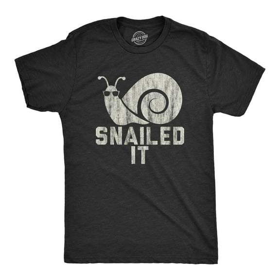 Mens Snailed It Shirt Funny Nailed It Snail Pun Sunglasses Sarcastic Novelty Tee Graphic Tees