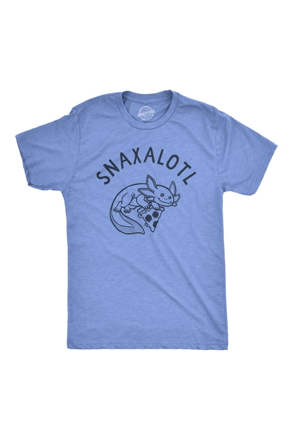 Mens Snaxalotl T Shirt Funny Cute Snacking Axolotl Tee for Guys Graphic Tees