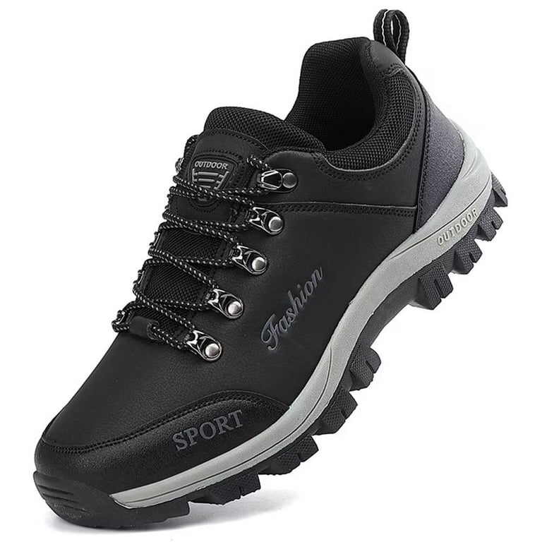 Dumajo Men Leather Casual Sneakers Running Shoes Flats with Lace