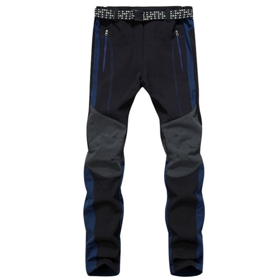 Mens Snow Bibs Pants Mens Softshell Snow Ski Pants Waterproof Snowboard Pants Outdoor Hiking Fleece Lined Zipper Pockets Bottom Leg Trousers Navy XL