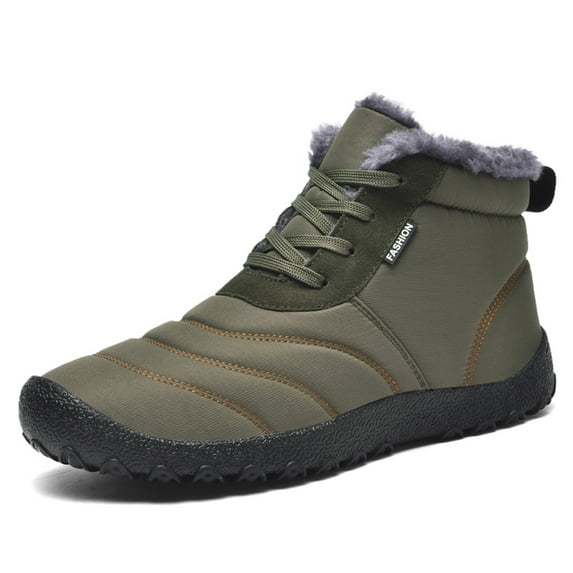 Mens Snow Boots Fashion Waterproof Winter Fur Lined Warm Boots Slip On Anti-Slip Outdoor Comfortable Lightweight Boot Green 6.5 US