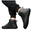 thumbnail image 1 of Mens Snow Boots Lace up Comfy Platform Nonslip Soft Sole Splice Leather Winter Outdoor Casual Athletic Booties Sneakers Black 7, 1 of 7