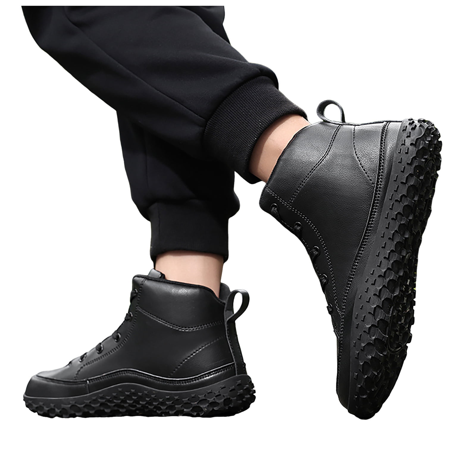 Mens Snow Boots Lace up Comfy Platform Nonslip Soft Sole 