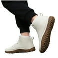 thumbnail image 1 of Mens Snow Boots Lace up Comfy Platform Nonslip Soft Sole Splice Leather Winter Outdoor Casual Athletic Booties Sneakers White 9, 1 of 7